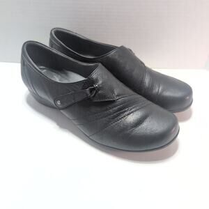 DANSKO Franny Wide Black Leather Women's Medical Comfort Clogs Size 10
